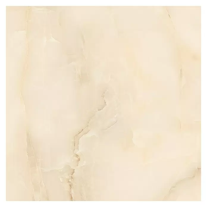 Feinsteinzeugfliese Royal Onyx - 60 x 60 cm, Creme, Glänzend - Helle beige/creme Onyx-Optik Fliese mit dezenter Äderung.