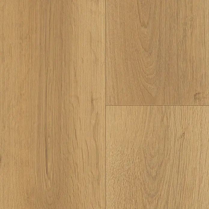 Laminat 8/32 Classic - Eiche Schenna, Landhausdiele, 1.292 x 193 x 8 mm - Nahaufnahme von hellem Laminatboden mit Holzmaserung für ein warmes und einladendes Ambiente.