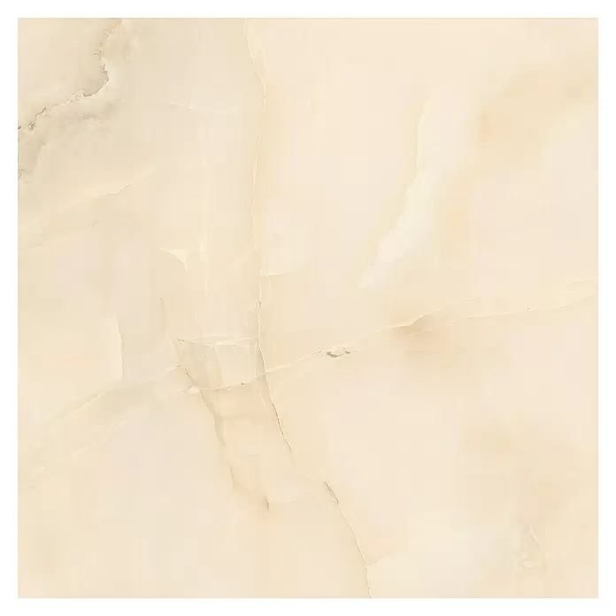 Feinsteinzeugfliese Royal Onyx - 60 x 60 cm, Creme, Glänzend - Hellbeige Fliese mit subtiler, zarter Äderung im Stein-Look.