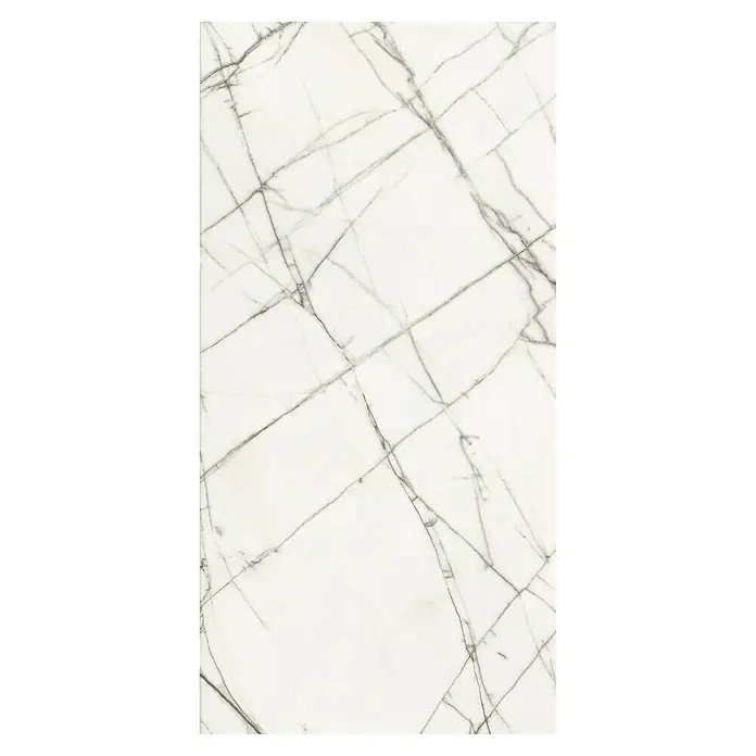 Feinsteinzeugfliese Statuario Shining - 60 x 120 cm, Weiß/Grau, Matt - Elegante Marmorfliese mit zarten grauen Adern auf weißem Grund. Perfekt für stilvolle Wand- und Bodengestaltung im Innenbereich, die zeitlose Eleganz verleiht.