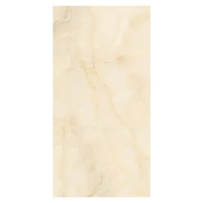Feinsteinzeugfliese Royal Onyx - 60 x 120 cm, Creme, Glänzend - Elegante Textur aus beigem Onyx. Die Oberfläche des Onyxsteins hat eine wunderschöne Maserung und eine glatte, polierte Oberfläche.