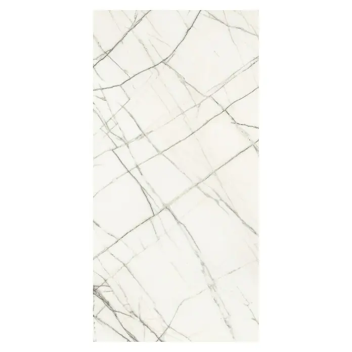 Feinsteinzeugfliese Statuario Shining - 60 x 120 cm, Weiß/Grau, Matt - Elegante Marmorfliese mit filigranen grauen Adern, ideal für stilvolle Innenräume. Hochwertige Verarbeitung für eine edle Optik und lange Haltbarkeit.