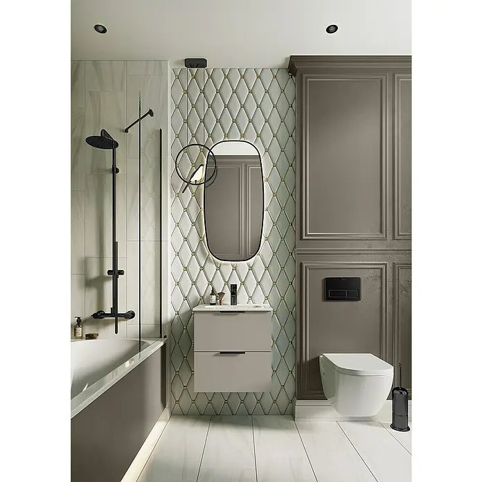 Riva Badmöbel-Set Street Plus - Gesamtbreite Badmöbel: 51,3 cm, Fume, Matt, 2 -tlg. - Elegantes Badezimmer-Interieur mit stilvollem Waschtisch und Spiegel, das modernes Design und Funktionalität vereint.