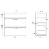 Artysan Conjunto de mueble de baño Palma 2C (70 cm, Blanco, 2 pzs.) | BAUHAUS