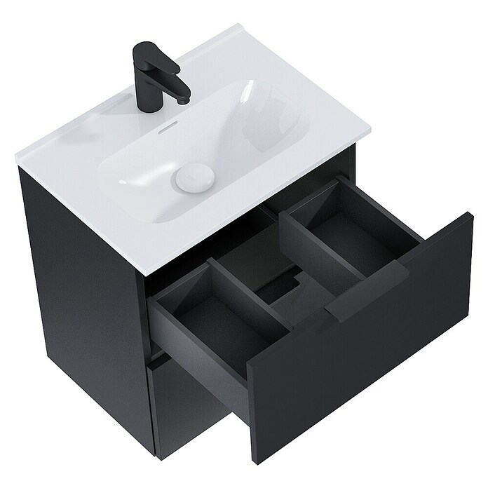 Riva Badmöbel-Set Street Plus (Gesamtbreite Badmöbel: 51,3 cm, Schwarz, Matt, 2 -tlg.) | BAUHAUS