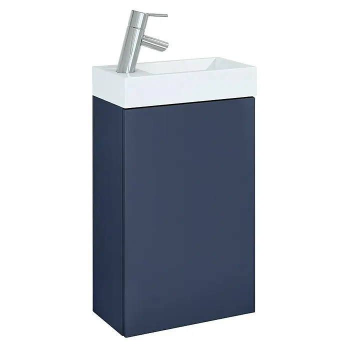 Riva Badmöbel-Set Young - Gesamtbreite Badmöbel: 40 cm, Navyblau, 2 -tlg. - Badezimmerschrank in modernem Design. Der Waschtischunterschrank mit dem Aufsatzwaschbecken und der Armatur in Chrom ist ein echter Hingucker.