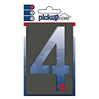 Pickup 3D Home Huisnummer Milan (Hoogte: 10 cm, Motief: 4, Grijs, Kunststof, Zelfklevend)