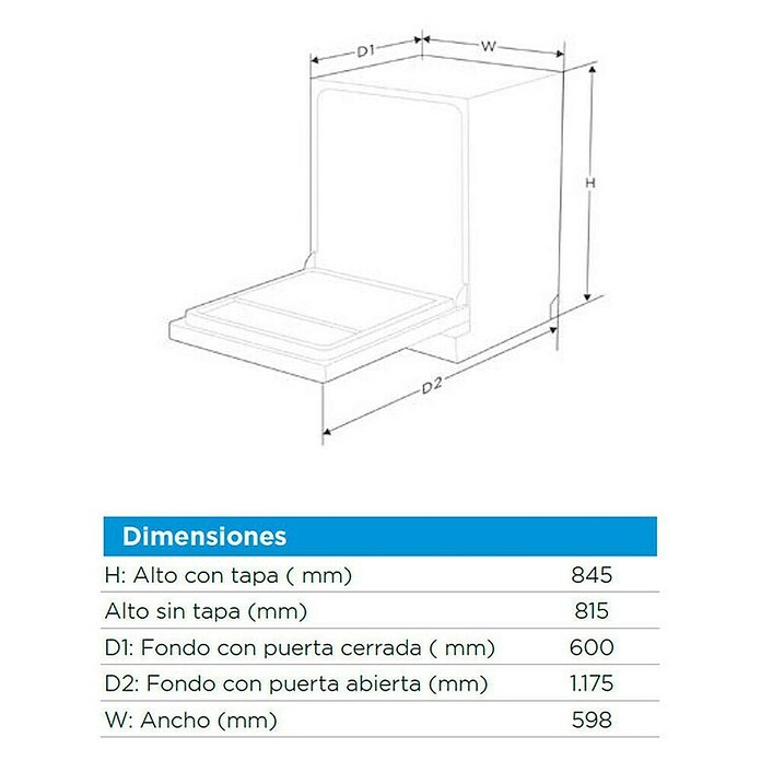 Midea Lavavajillas MDWPF1433CSS-W-EU (Apto para: 14 cubiertos, L x An x Al: 60 x 59,8 x 84,5 cm) | BAUHAUS