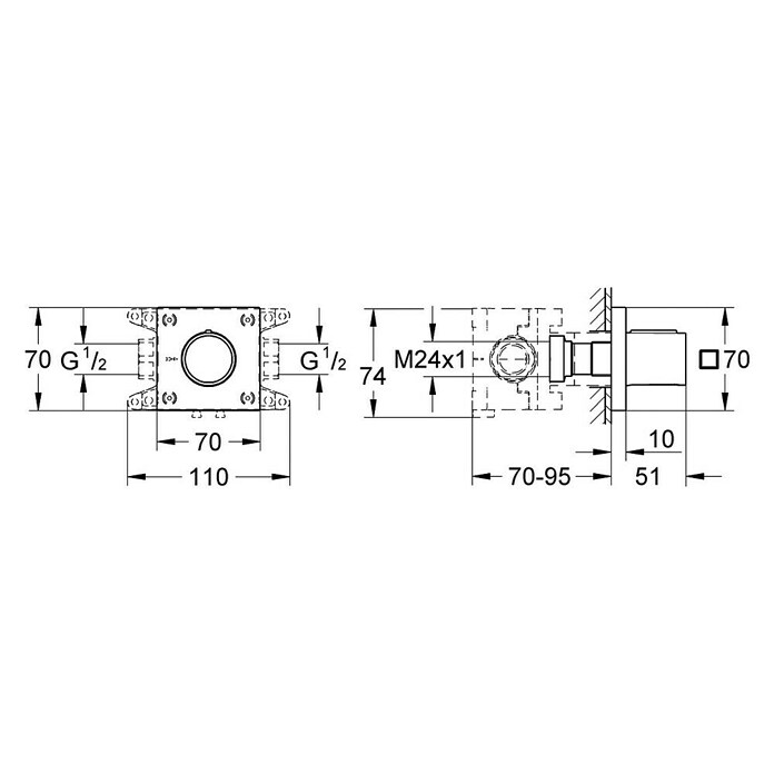 Grohe UP-Ventil Grohtherm F (Chrom, Glänzend) | BAUHAUS