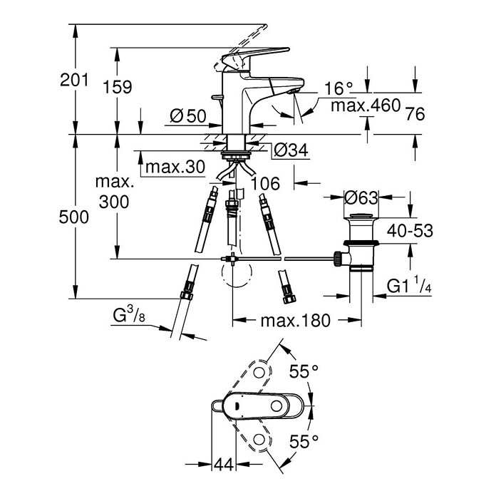 Grohe Europlus Waschtischarmatur S-Size (Chrom, Glänzend) | BAUHAUS