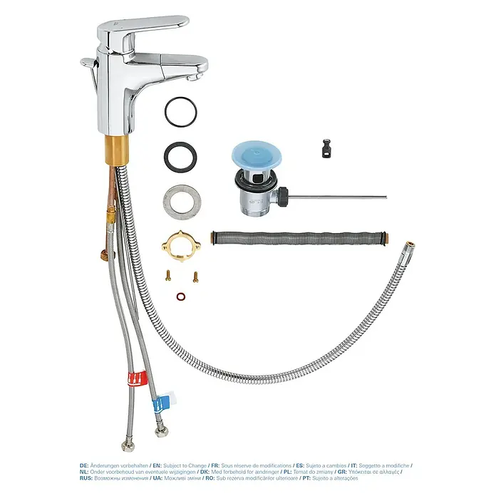 Grohe Europlus Waschtischarmatur S-Size - Chrom, Glänzend - Hier ist eine Armatur mit Zubehör.