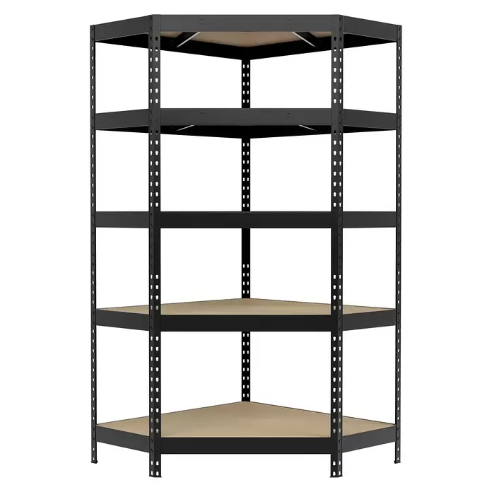 Regalux Eckregal - H x B x T: 180 x 90 x 40 cm, Traglast pro Boden: 210 kg, Anzahl Böden: 5 Stk., Stecken, Anthrazitgrau
