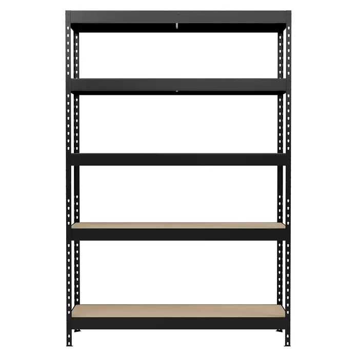 Regalux Schwerlastregal - H x B x T: 180 x 120 x 40 cm, Traglast pro Boden: 210 kg, Anzahl Böden: 5 Stk., Stecken, Schwarz