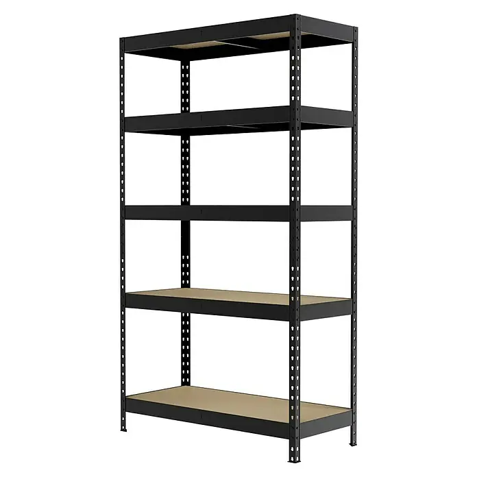 Regalux Schwerlastregal - H x B x T: 180 x 90 x 40 cm, Traglast pro Boden: 210 kg, Anzahl Böden: 5 Stk., Stecken, Anthrazitgrau - Schwarzes Regal mit vier Regalböden. Ideal für Lagerung und Organisation.