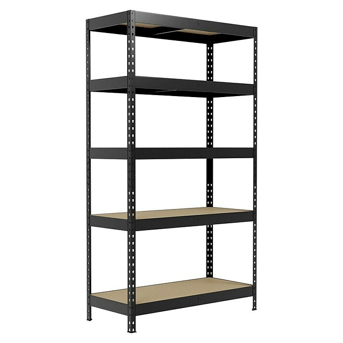 Regalux Schwerlastregal (H x B x T: 180 x 90 x 40 cm, Traglast pro Boden: 210 kg, Anzahl Böden: 5 Stk., Stecken, Anthrazitgrau) | BAUHAUS
