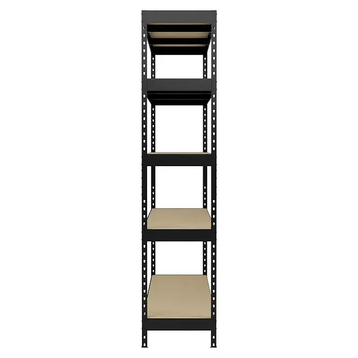 Regalux Schwerlastregal - H x B x T: 180 x 160 x 40 cm, Traglast pro Boden: 265 kg, Anzahl Böden: 5 Stk., Stecken, Anthrazitgrau - Schwarzes Schwerlastregal mit fünf Einlegeböden.