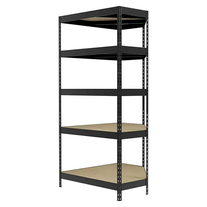 Regalux Eckregal - H x B x T: 180 x 90 x 40 cm, Traglast pro Boden: 210 kg, Anzahl Böden: 5 Stk., Stecken, Anthrazitgrau - Stabiles Metallregal mit fünf Ablagen für Lagerung und Organisation. Ideal für Keller, Garage oder Werkstatt.
