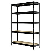 Regalux Schwerlastregal (H x B x T: 180 x 120 x 40 cm, Traglast pro Boden: 210 kg, Anzahl Böden: 5 Stk., Stecken, Schwarz) | BAUHAUS