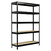 Regalux Schwerlastregal (H x B x T: 180 x 120 x 40 cm, Traglast pro Boden: 210 kg, Anzahl Böden: 5 Stk., Stecken, Schwarz) | BAUHAUS