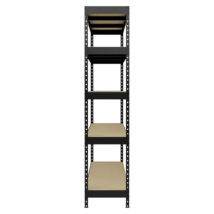 Regalux Schwerlastregal - H x B x T: 180 x 180 x 40 cm, Traglast pro Boden: 265 kg, Anzahl Böden: 5 Stk., Stecken, Anthrazitgrau - Schwarzes Metallregal mit vier Regalböden zur Aufbewahrung von Gegenständen.