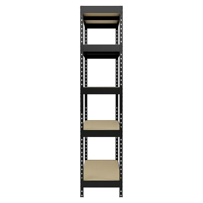 Regalux Estantería para cargas pesadas - Al x An x Pr: 180 x 120 x 40 cm, Capacidad de carga por balda: 210 kg, Número de baldas: 5 ud., Inserción, Antracita - Estantería metálica negra con cuatro estantes de madera para almacenar objetos.