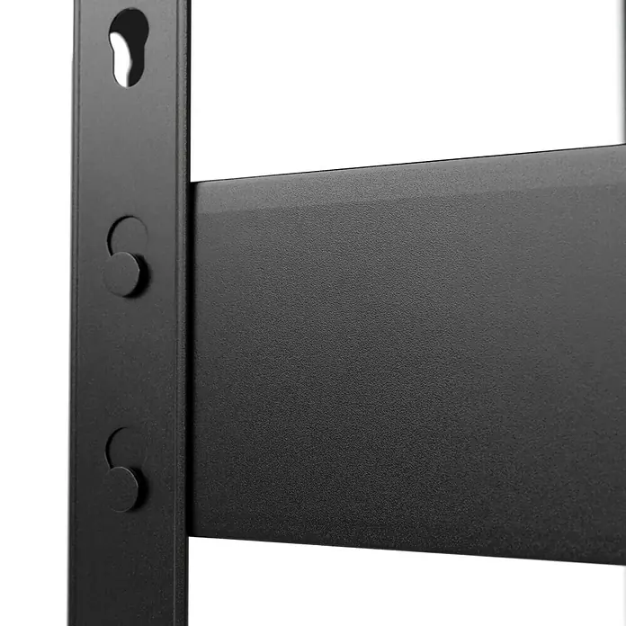 Regalux Schwerlastregal - H x B x T: 180 x 120 x 40 cm, Traglast pro Boden: 210 kg, Anzahl Böden: 5 Stk., Stecken, Schwarz - Detailaufnahme eines schwarzen Metallregals, das Robustheit und Funktionalität für eine vielseitige Aufbewahrungslösung verspricht.