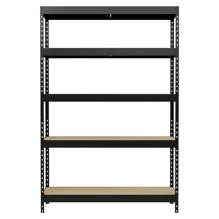Regalux Estantería para cargas pesadas - Al x An x Pr: 180 x 120 x 40 cm, Capacidad de carga por balda: 210 kg, Número de baldas: 5 ud., Inserción, Antracita - Esta imagen muestra una estantería con cuatro estantes, diseñada para almacenar y organizar objetos. La estructura metálica es robusta y duradera.