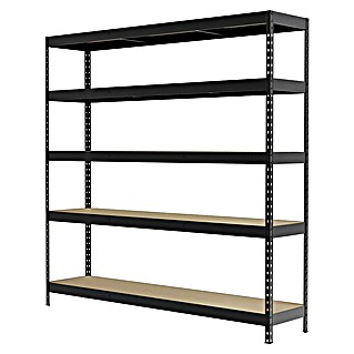 Regalux Schwerlastregal (H x B x T: 180 x 180 x 40 cm, Traglast pro Boden: 265 kg, Anzahl Böden: 5 Stk., Stecken, Anthrazitgrau)