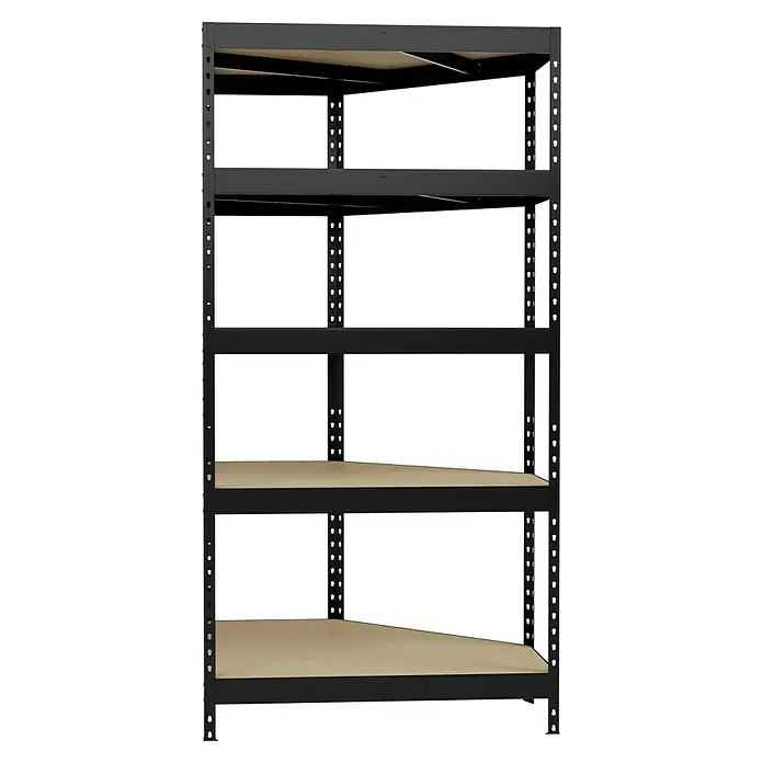 Regalux Eckregal - H x B x T: 180 x 90 x 40 cm, Traglast pro Boden: 210 kg, Anzahl Böden: 5 Stk., Stecken, Anthrazitgrau - Ein stabiles Metallregal mit fünf Regalböden aus Holz, ideal für Lagerung und Organisation.