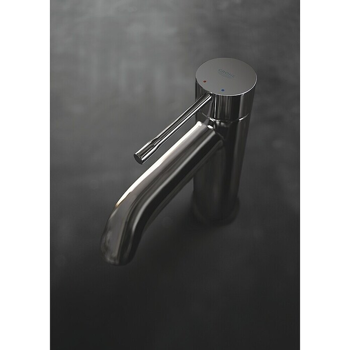 Grohe Essence New Waschtischarmatur S-Size (Mit Zugstange, Hard Graphite, Glänzend)