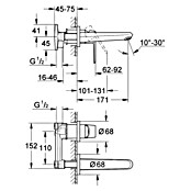 Grohe Eurodisc Cosmopolitan Waschtischarmatur (Wandmontage, Chrom, Glänzend, Ausladung Armatur: 170 mm) | BAUHAUS