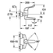 Grohe Euroeco Special Waschtischarmatur (Wandmontage, Chrom, Glänzend, Ausladung Armatur: 197 mm) | BAUHAUS