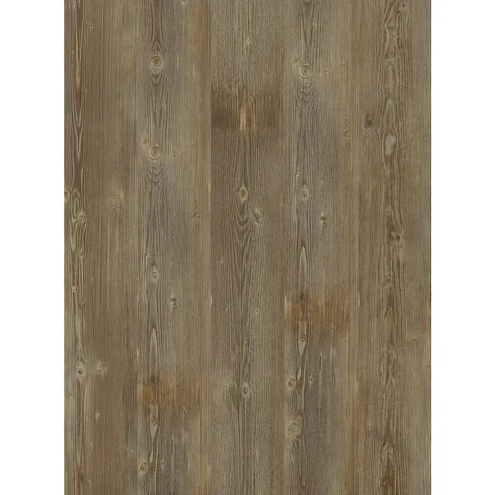 b!design Vinylboden SPC - Hickory, Landhausdiele, 1.220 x 181 x 3,8 mm - Nahaufnahme eines Paneels aus rustikalem Holz mit sichtbarer Maserung und Ästen, ideal für Bodenbeläge und Wandverkleidungen mit Vintage-Charme.