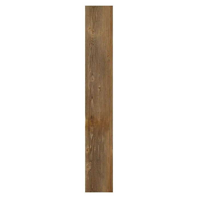 b!design Vinylboden SPC - Hickory, Landhausdiele, 1.220 x 181 x 3,8 mm - Nahaufnahme einer Holzplanke mit ausgeprägten Maserungen und warmen Farbtönen, ideal für rustikale Designs.