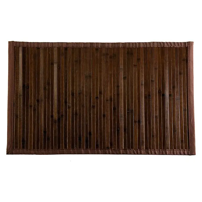 Alfombra de bambú - Wengué, 150 x 80 cm - Estera de bambú marrón con borde de tela, ideal para la mesa o como elemento decorativo, aportando acentos naturales y un ambiente cálido.