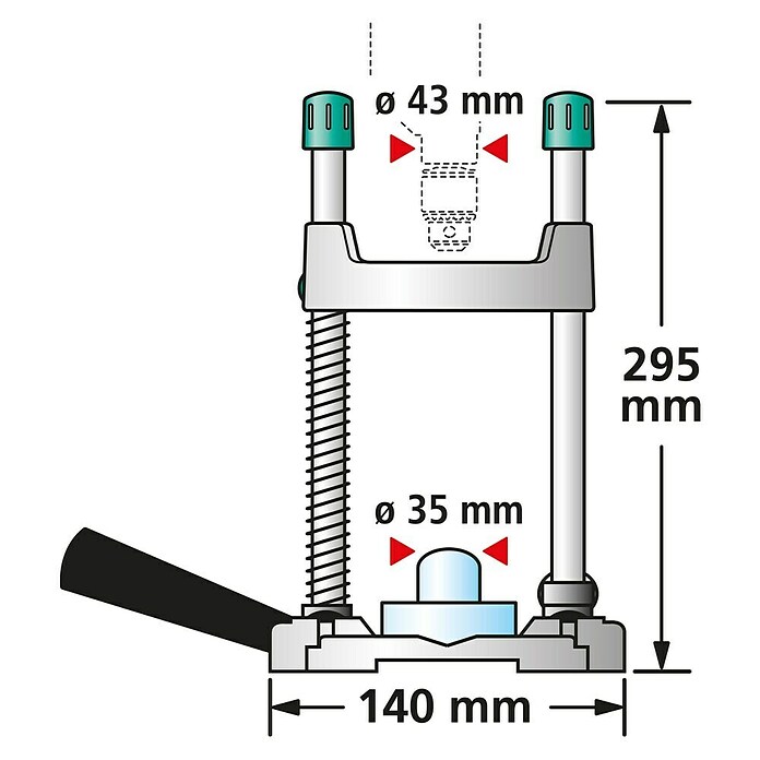 Wolfcraft Bohrständer Tec-Mobil (Aufnahme: 43 mm, Schwenkbar bis ± 45°)