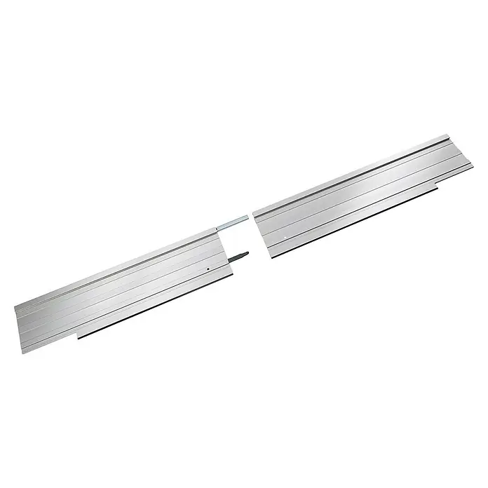 Wolfcraft Führungsschiene FKS 145 - L x B x H: 145 cm x 19 cm x 1,2 mm, Aluminium - Das Bild zeigt eine Aluminium-Führungsschiene für präzise Schnitte, ideal für Werkstätten und DIY-Projekte. Hochwertige Verarbeitung garantiert.