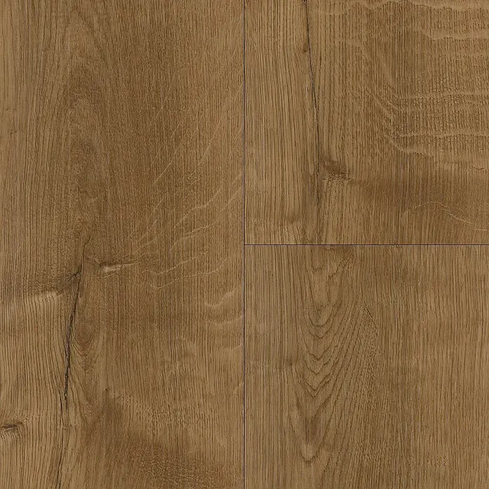b!design Vinylboden SPC - Hudson Eiche, Landhausdiele, 1.220 x 181 x 3,8 mm - Nahaufnahme von Laminatboden mit warmer Holzmaserung und natürlicher Optik. Perfekt für ein gemütliches Ambiente.