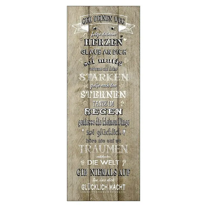 ProArt Type Hype Leinwandbild - Colourful Rules II, B x H: 30 x 80 cm - Holzbild mit dem Spruch "Geh deinen Weg", das Ermutigung und positive Energie vermittelt.