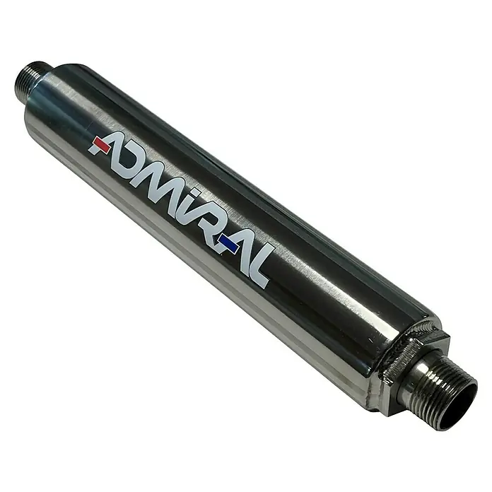 Admiral Descalcificador de agua - 5 x 30 cm - Filtro de agua Admiral de acero inoxidable pulido, ideal para barcos y yates para garantizar agua limpia y fresca.