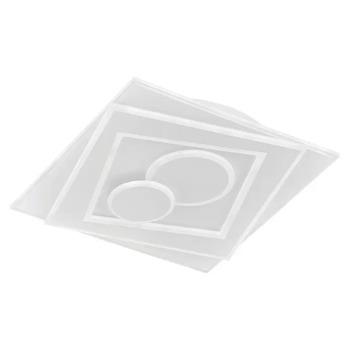 Fischer & Honsel LED-Deckenleuchte Ratio - 48 W, L x B x H: 50 x 50 x 6,4 cm, Weiß, Mehrfarbig - Weiße Deckenleuchte mit modernem, geschichtetem Rechteckdesign und zwei integrierten runden LED-Paneelen.