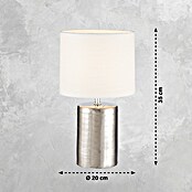 Fischer & Honsel Tischleuchte rund Prata (25 W, Ø x H: 20 x 35 cm, Silber antik, Weiß, E14) | BAUHAUS