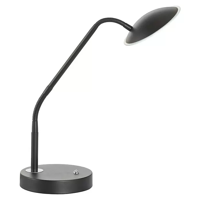 Fischer & Honsel Tallri LED-Tischleuchte - 7,5 W, L x B x H: 16 x 16 x 60 cm, Sandschwarz, Mehrfarbig - Schwarze Schreibtischlampe mit flexiblem Arm und ovalem Kopf, runder Basis und Schalter.