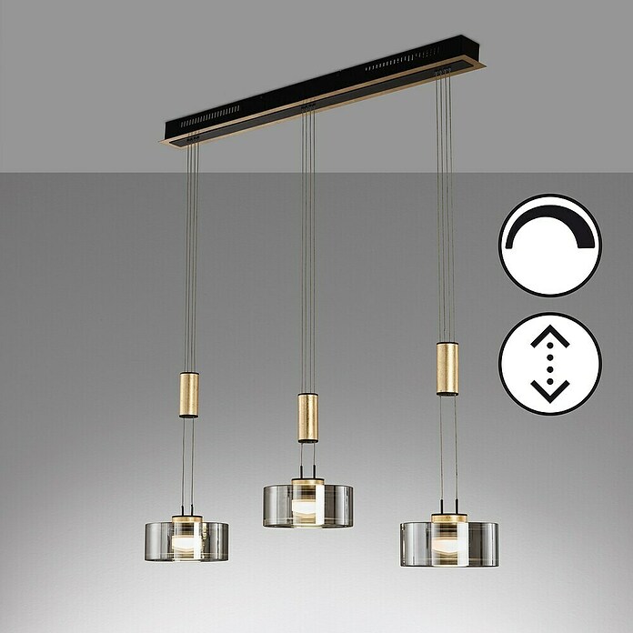 Fischer & Honsel LED-Pendelleuchte Lavin (27 W, Gold/Schwarz, Warmweiß, 3 Stk.) | BAUHAUS