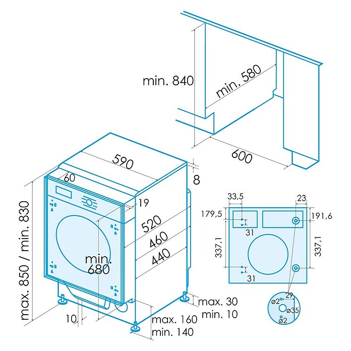 Edesa Lavadora EWF- 9400 I (L x An x Al: 52 x 59 x 83 cm, 9 kg, 1.750 W) | BAUHAUS
