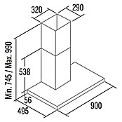 Cata Campana de pared Sygma 9010 X (Ancho: 90 cm, Máx. Potencia del ventilador en modo extracción: 800 m³/h, Inox) | BAUHAUS