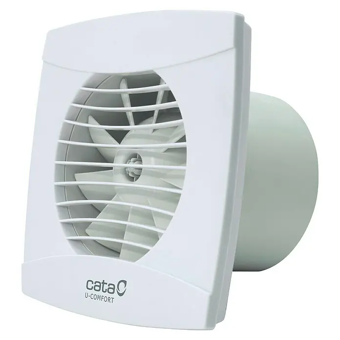 Cata Ventilador de pared de baño UC-10 STD - Blanco, 9,8 cm - Ventilador blanco CATA U-COMFORT con láminas redondas y hélice para una ventilación confortable.