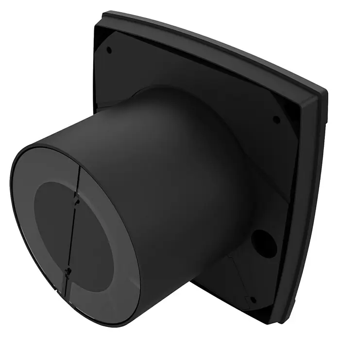 Cata Ventilador de pared UC-10 HYGRO - Negro, 9,8 cm - Ventilador de escape negro de pared con placa frontal cuadrada y salida cilíndrica, ideal para baños o cocinas. Solución de ventilación práctica.