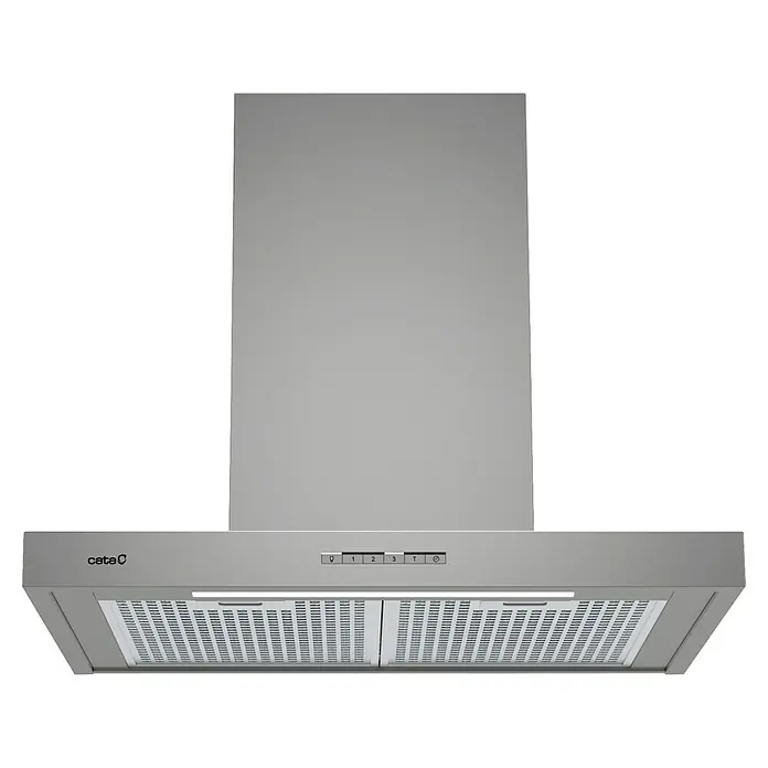 Cata Campana de pared Sygma 7010 X - Ancho: 70 cm, Máx. Potencia del ventilador en modo extracción: 800 m³/h, Inox - Campana extractora Cata gris para la cocina. La campana tiene iluminación integrada y botones de control.