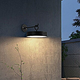 Lavida Accu-wandlamp Avellino (8,75 x 15,4 x 12,8 cm, Zwart, Warm wit, 1,5 W, IP44)
